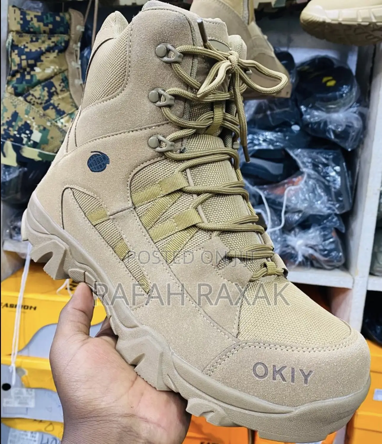 Men’S Khaki Okiy Outdoor Military Tactical Desert Boots