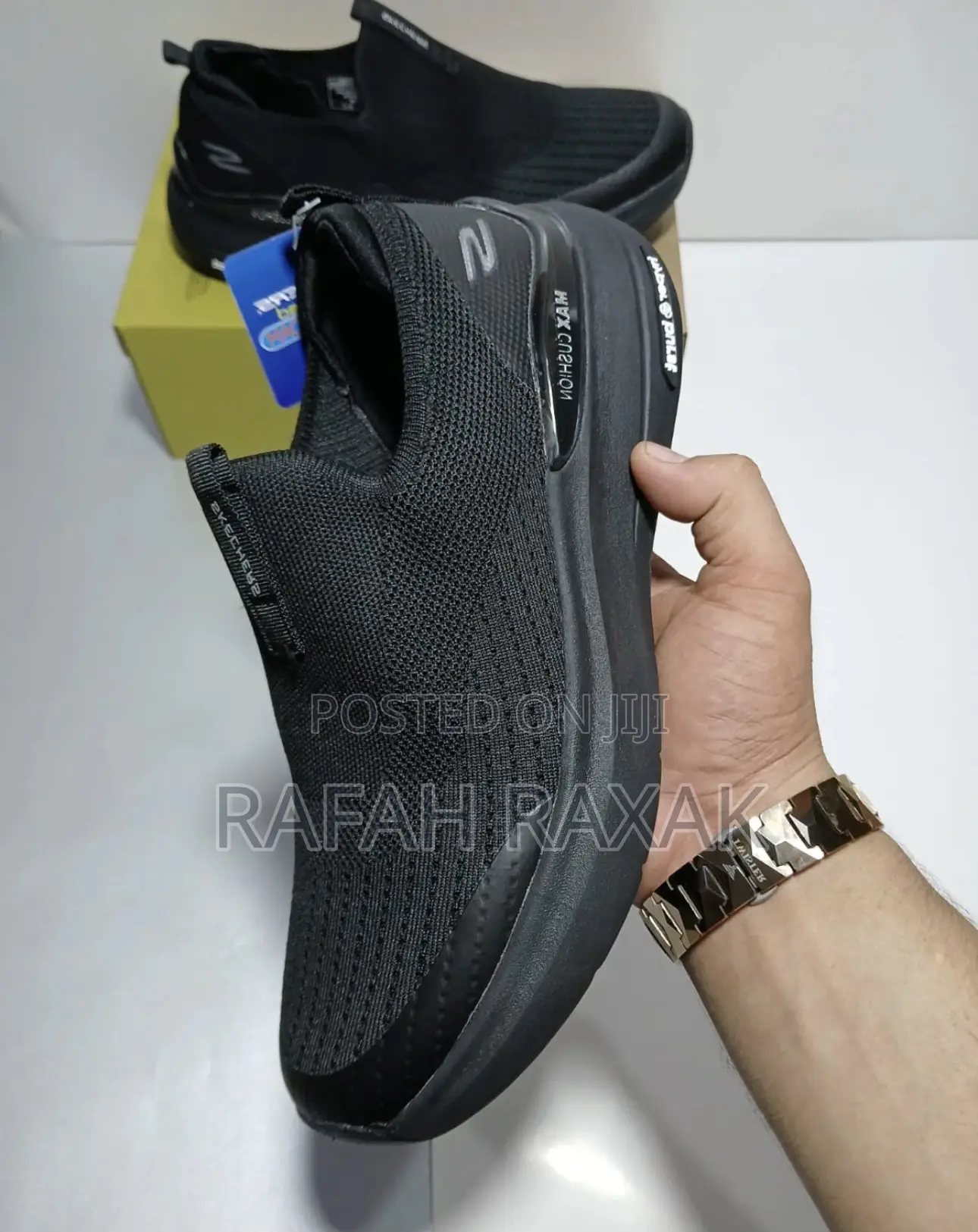 Men’S Triple Black Skechers Max Cushion Hyper Burst Sneakers