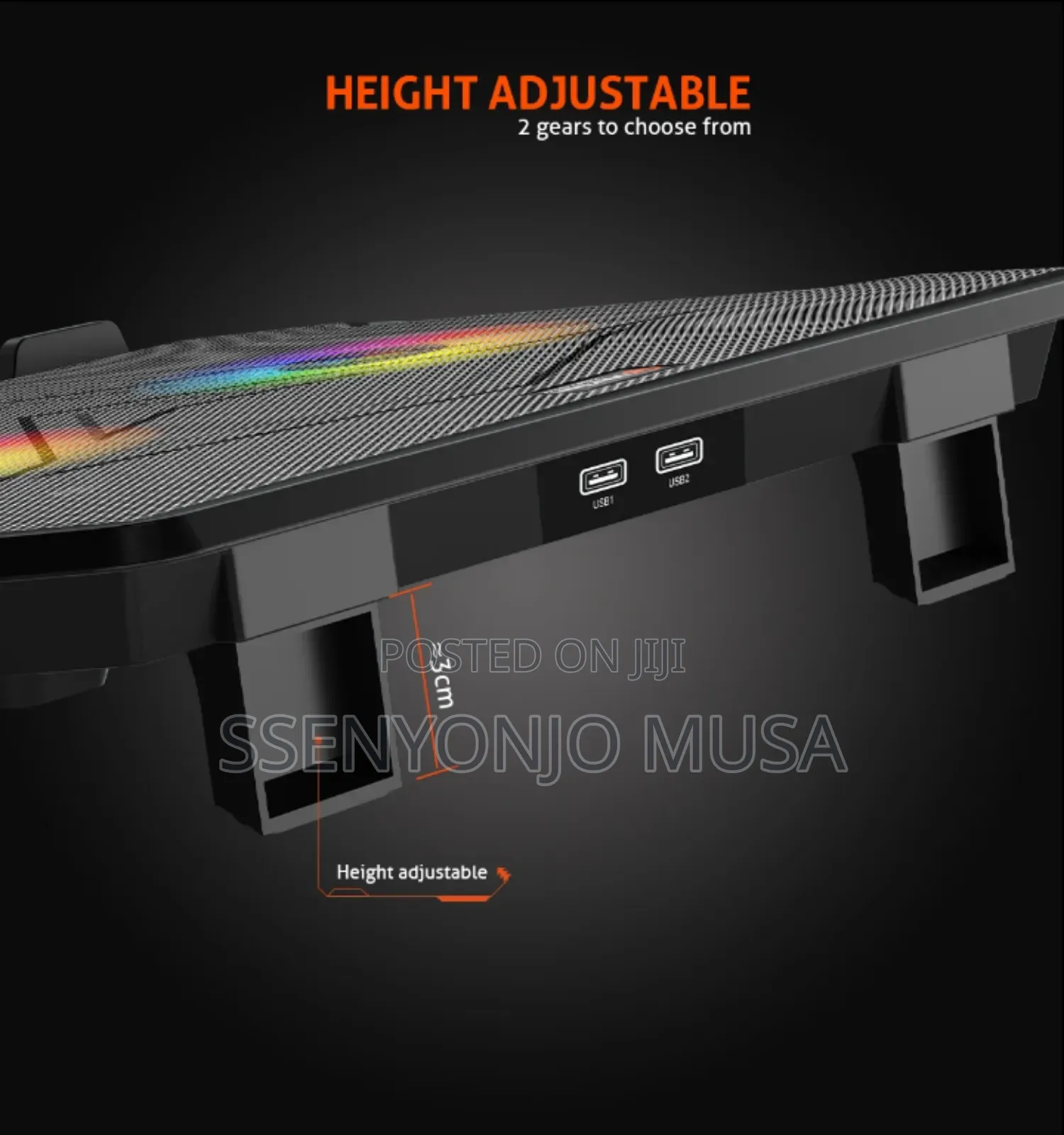 Pc Stand Cooler Pad - Quiet Adjustable RGB Laptop Cooler