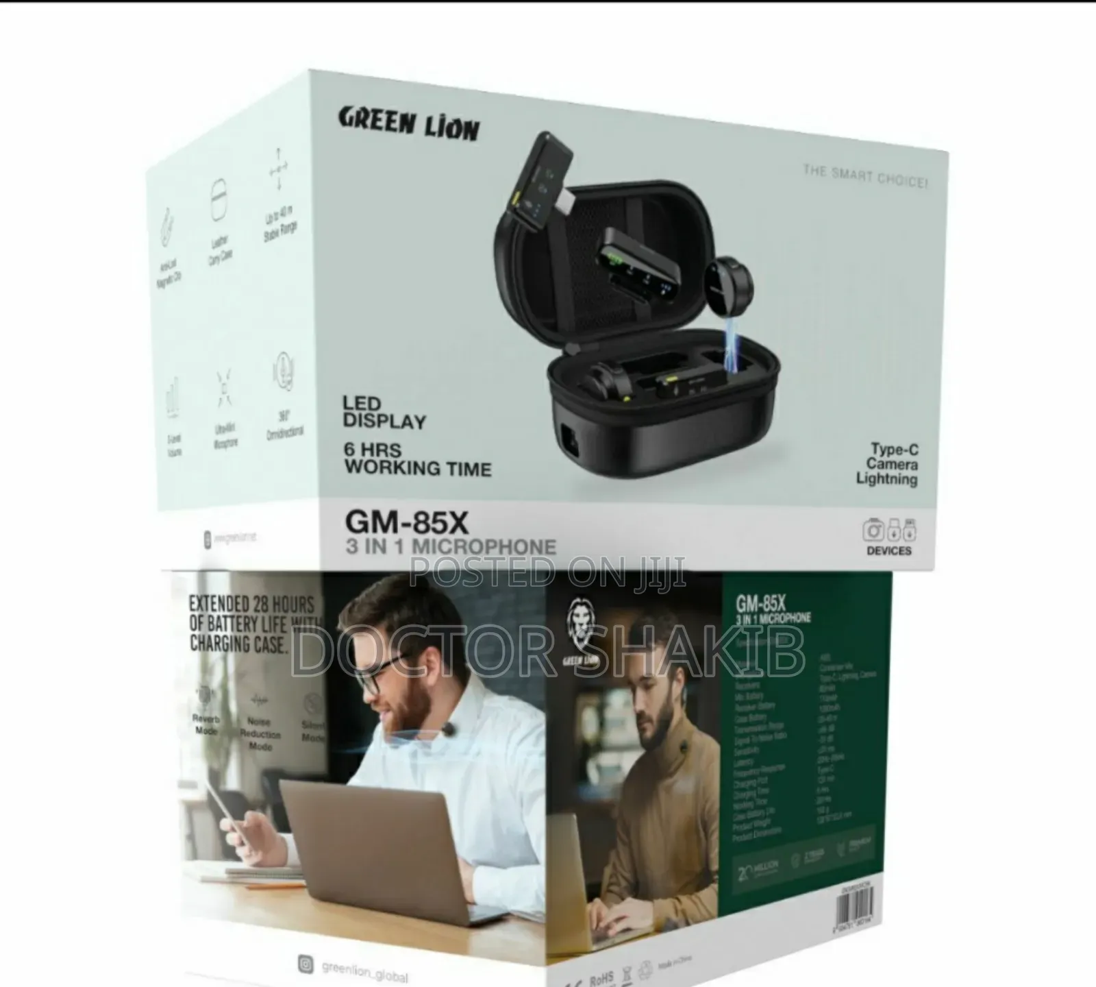New Green Lion Gm-85x 3 in 1 Wireless Microphone - Black