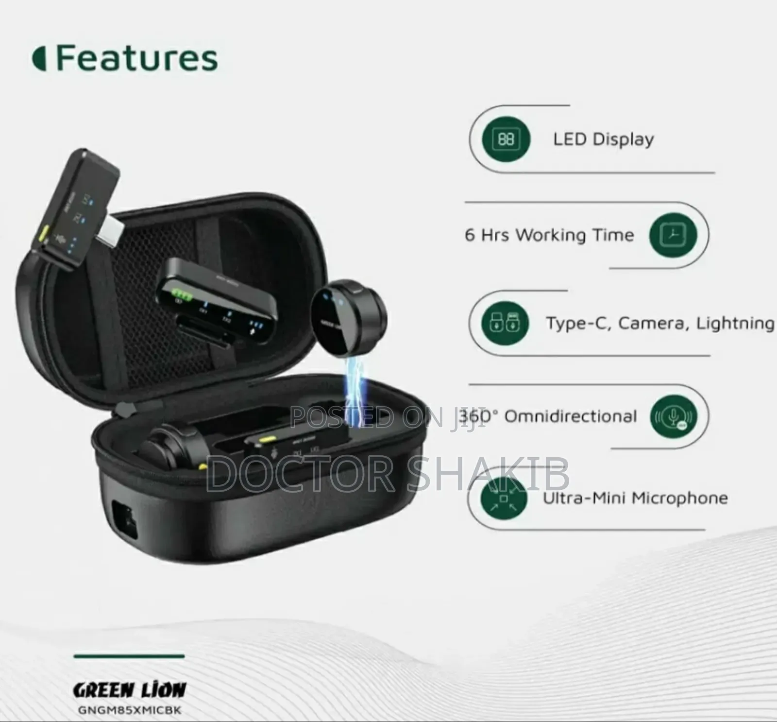 New Green Lion Gm-85x 3 in 1 Wireless Microphone - Black