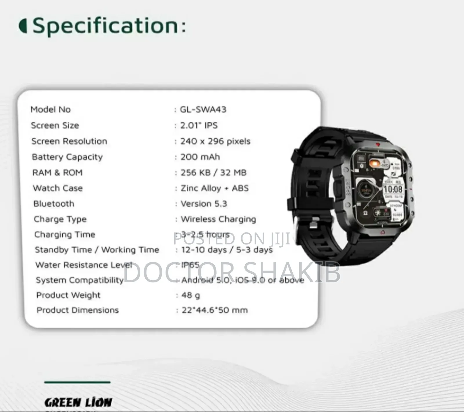 Green Lion Gravix Smart Watch - Black