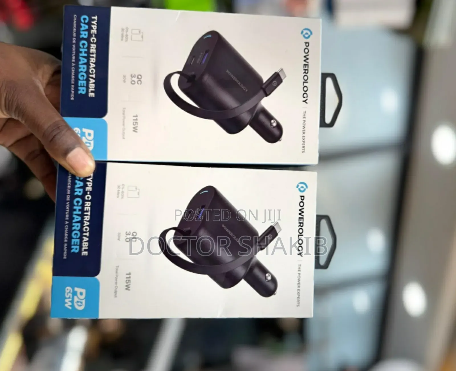 Brand New Powerology Type-C Retractable Car Charger 65w