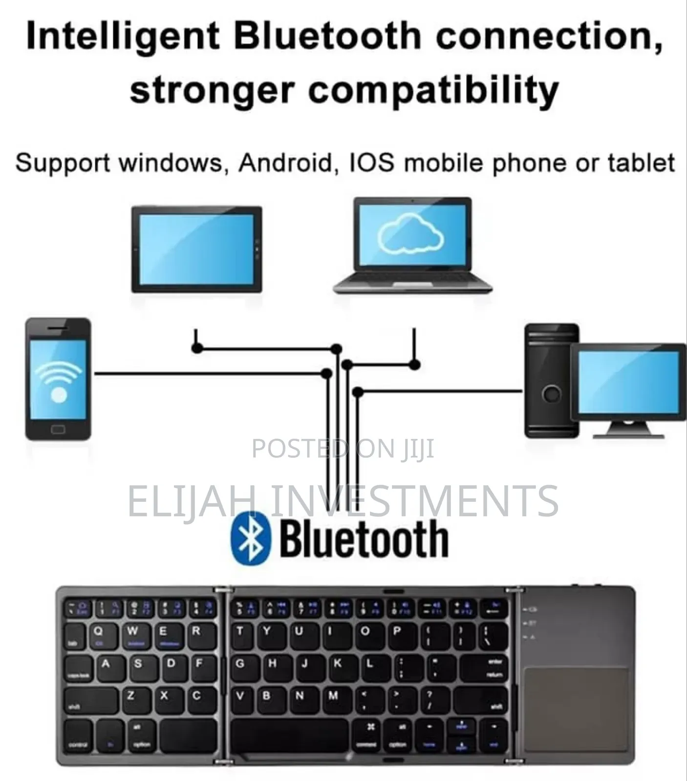 Foldable Wireless Bluetooth Keyboard With Touchpad