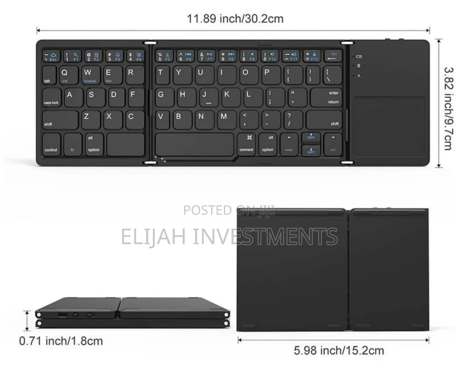 Foldable Wireless Bluetooth Keyboard With Touchpad