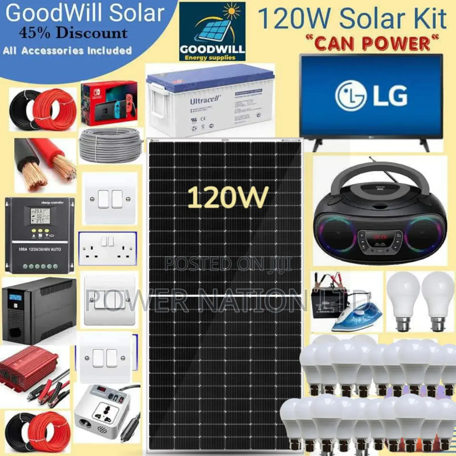 120w Solar Energy System Full Kit Green Power