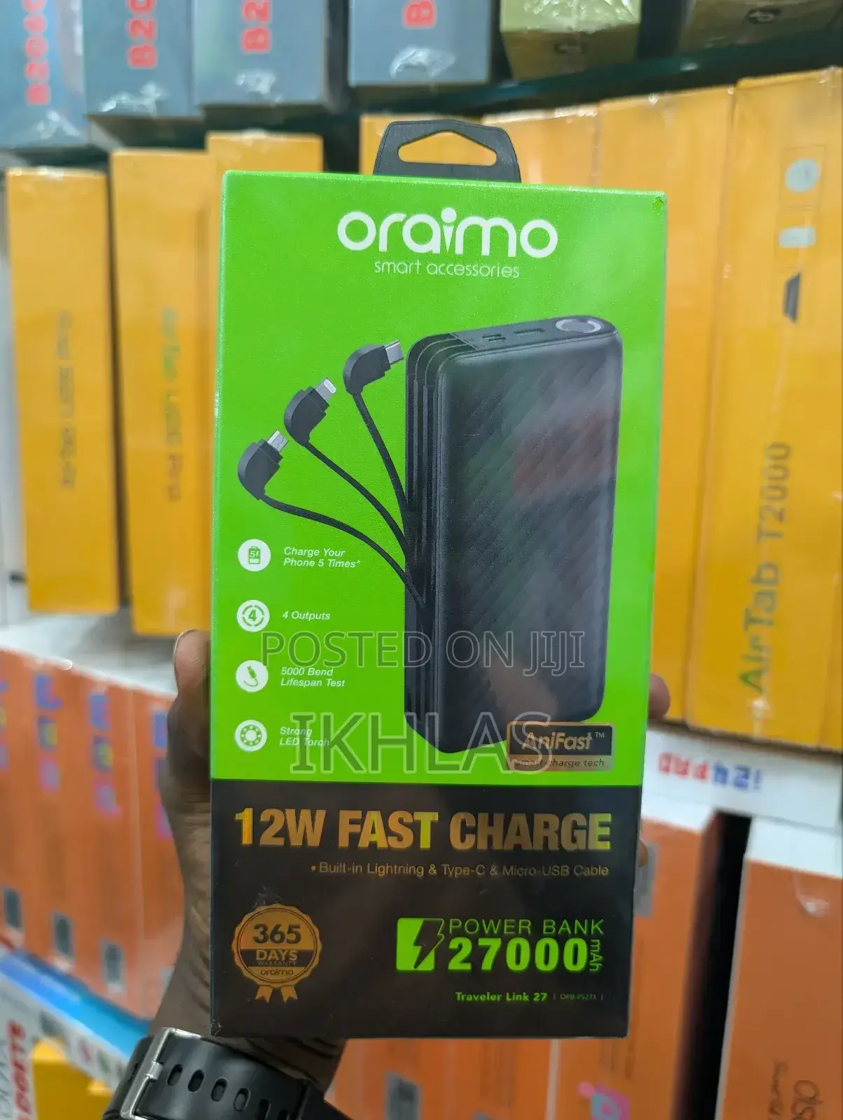 27000mah Oraimo Powerbank With Attached Cables