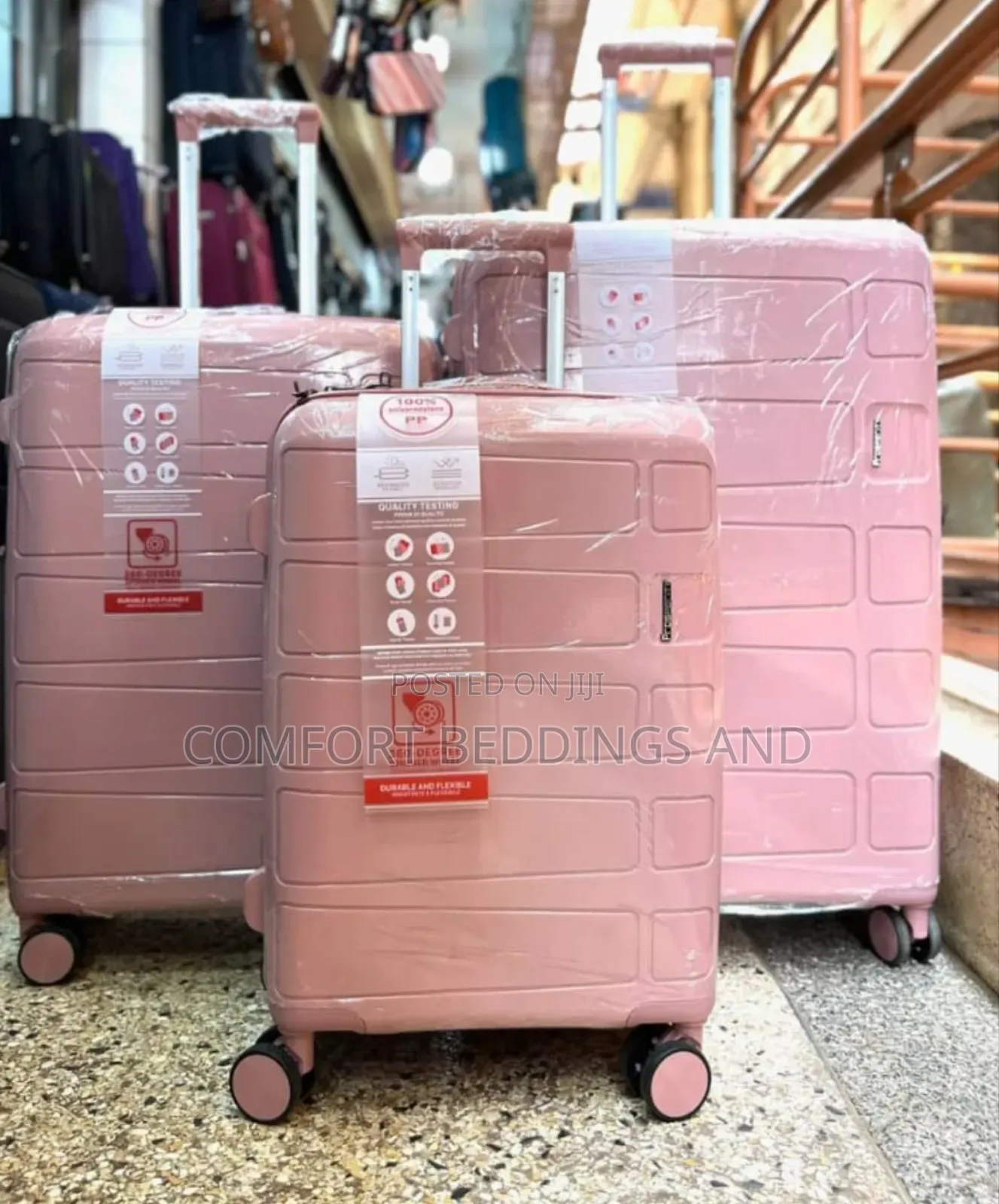 Rubber Suitcase Set Peach