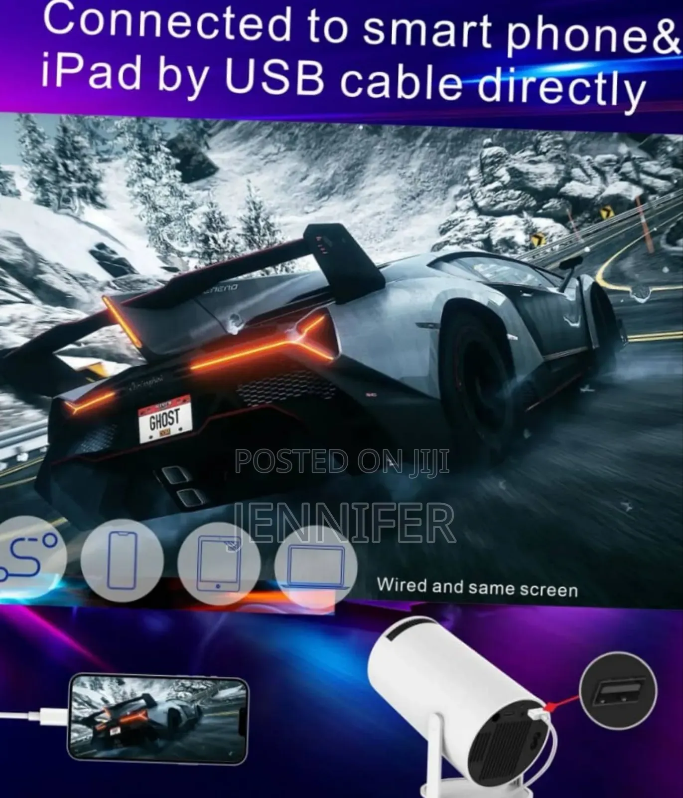 New Smart Android Home Theatre Projector Up to 130inch