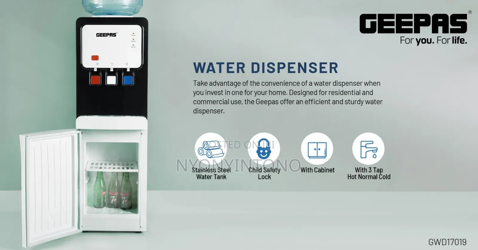 Geepas 3 Tap High-Quality Water Dispenser GWD 17019