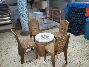Gold Plastic Chairs and Table