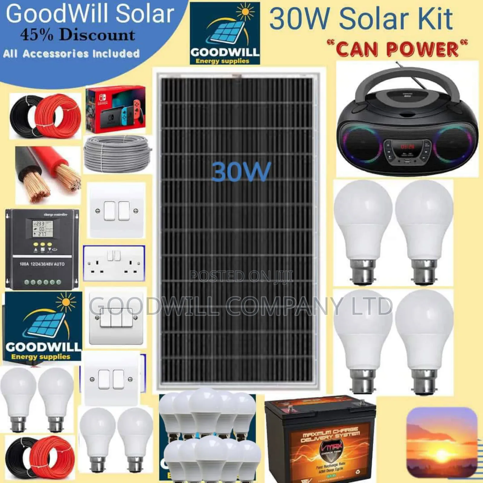 30w Solar Energy System Full Kit Green Power