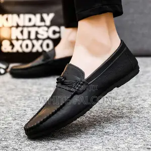 Falcon Moccasins for Men, Rubber Sole, Walking Shoes-Black