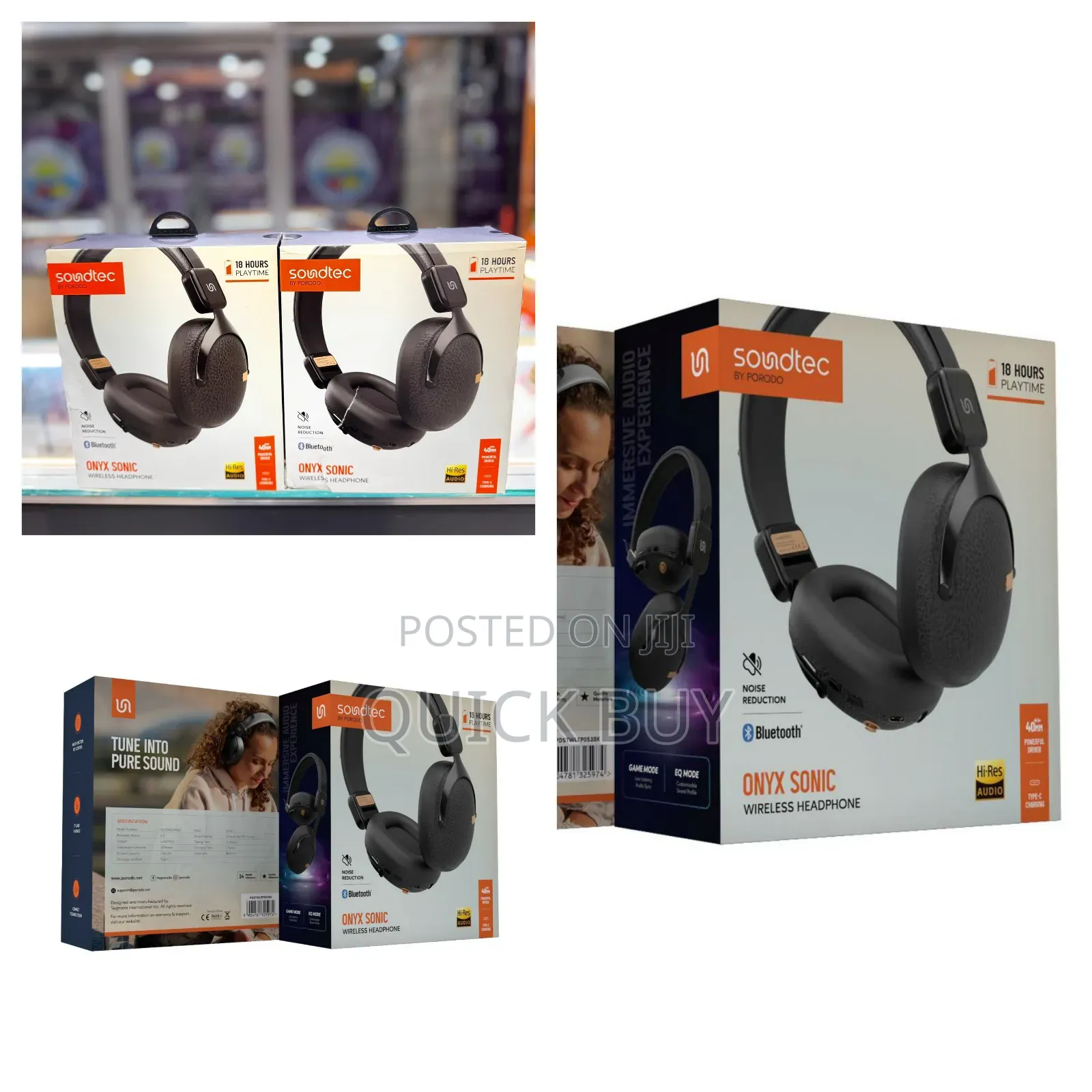 Porodo Soundtec Onyx Sonic Wireless Headphones