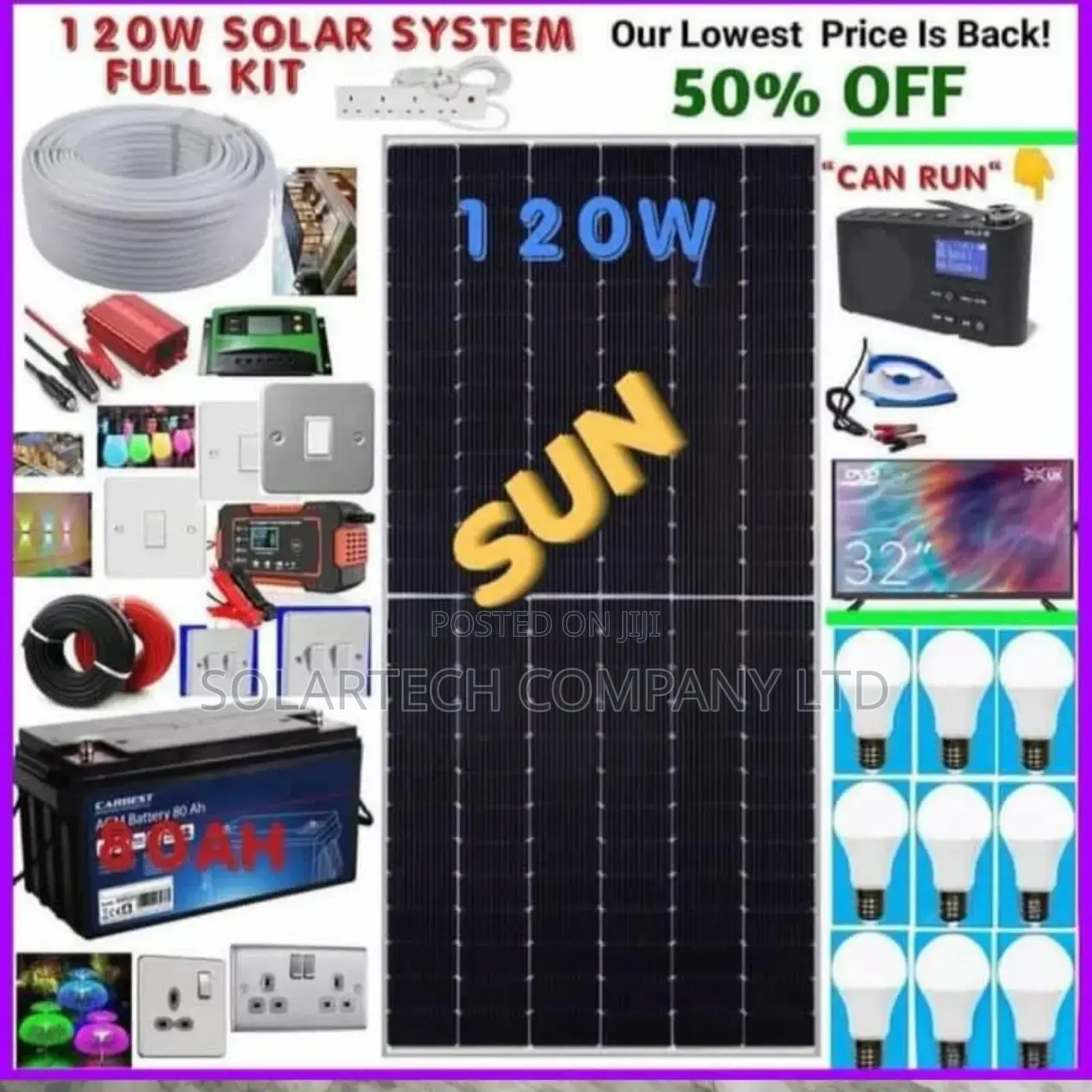 120w Original and Durable Solar System Full Kit Hemk
