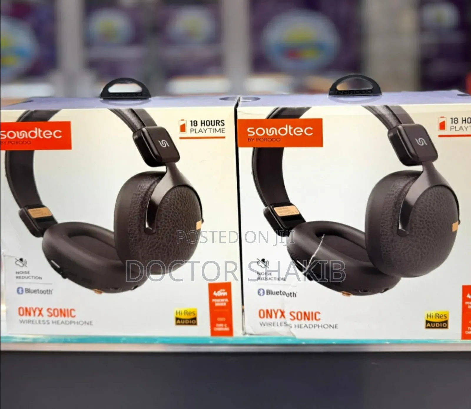 Brand New Porodo Soundtec Onyx Sonic Wireless Headphones