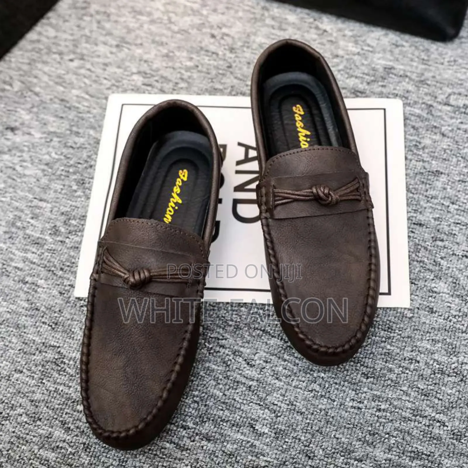 Falcon Moccasins for Men, Rubber Sole, Walking Shoes-Brown