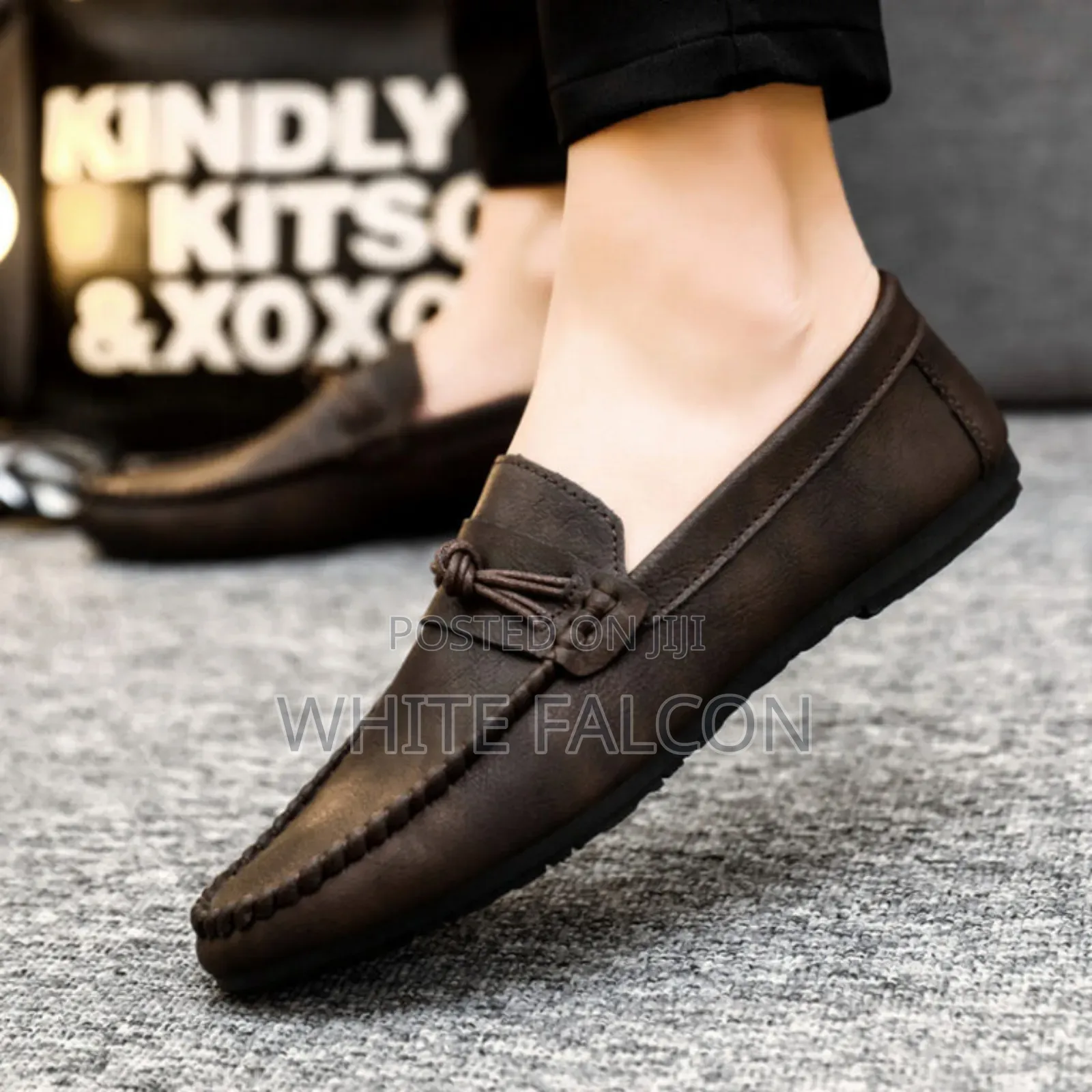 Falcon Moccasins for Men, Rubber Sole, Walking Shoes-Brown