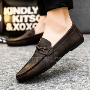 Falcon Moccasins for Men, Rubber Sole, Walking Shoes-Brown