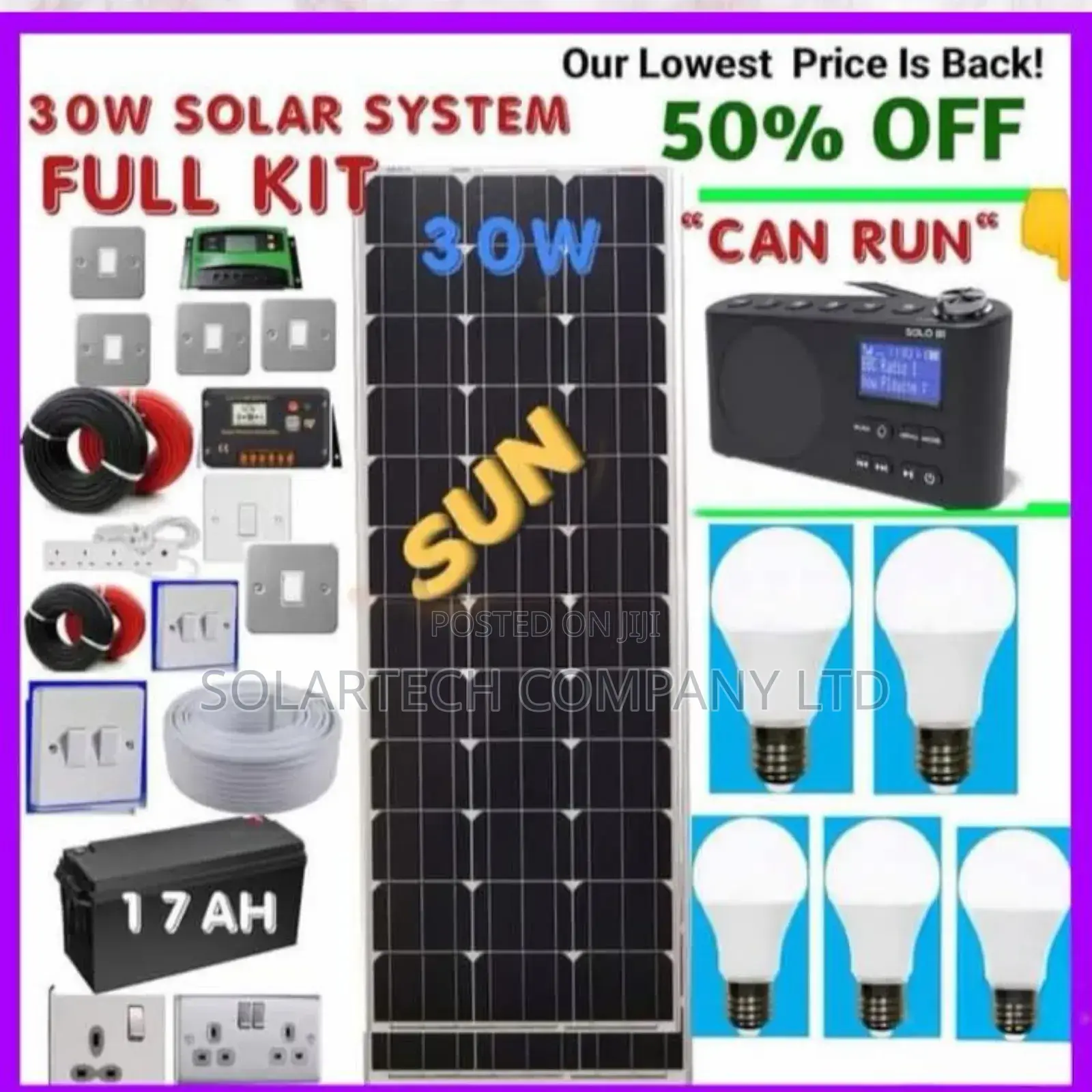 30w Sunshine Solar Power System Full Kit Tech
