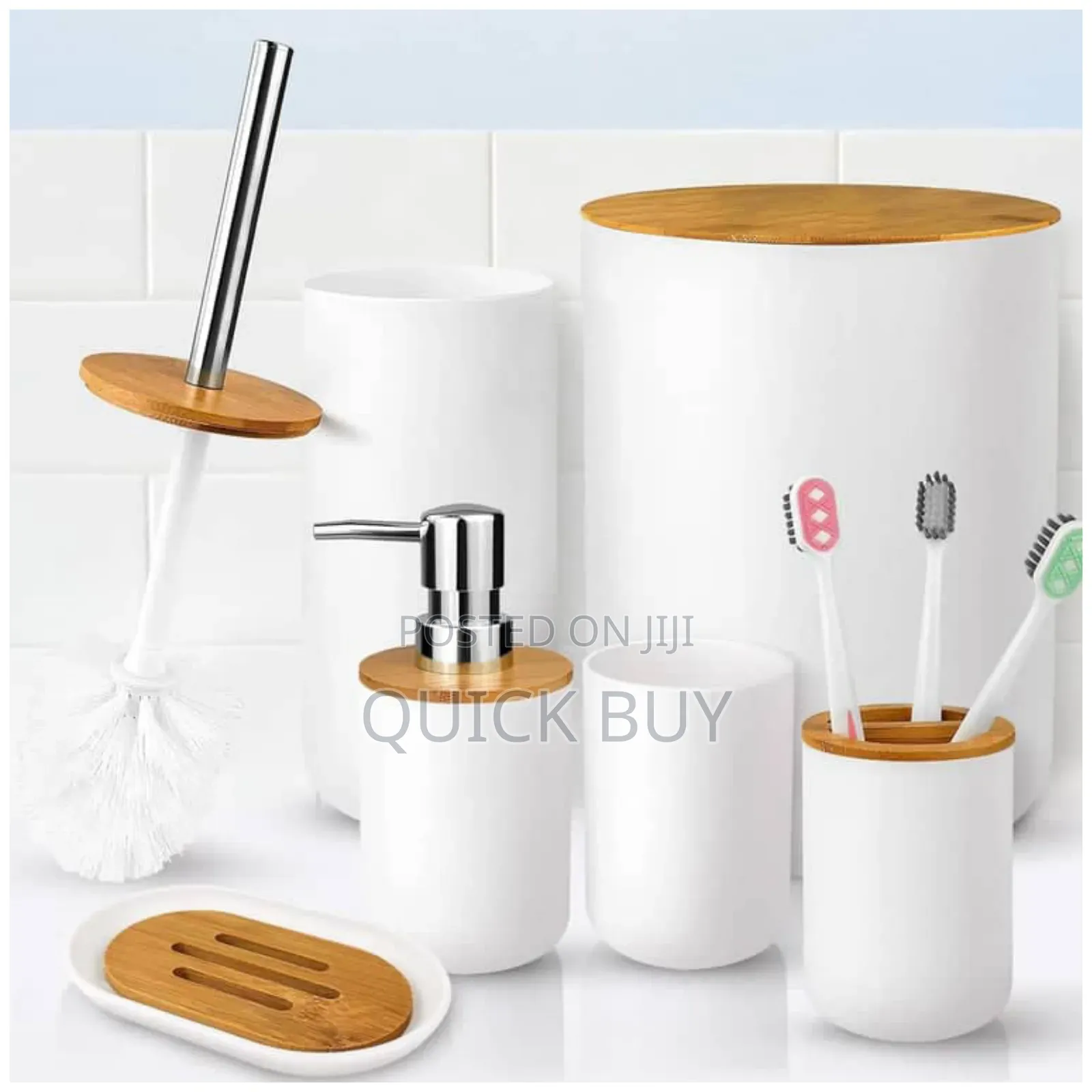 6-pcs Bathroom Accessory Set Black And White