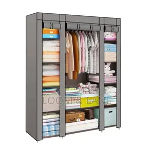 3 Folding Wardrobe, Fabric Closet, Comes With Jointed Metal