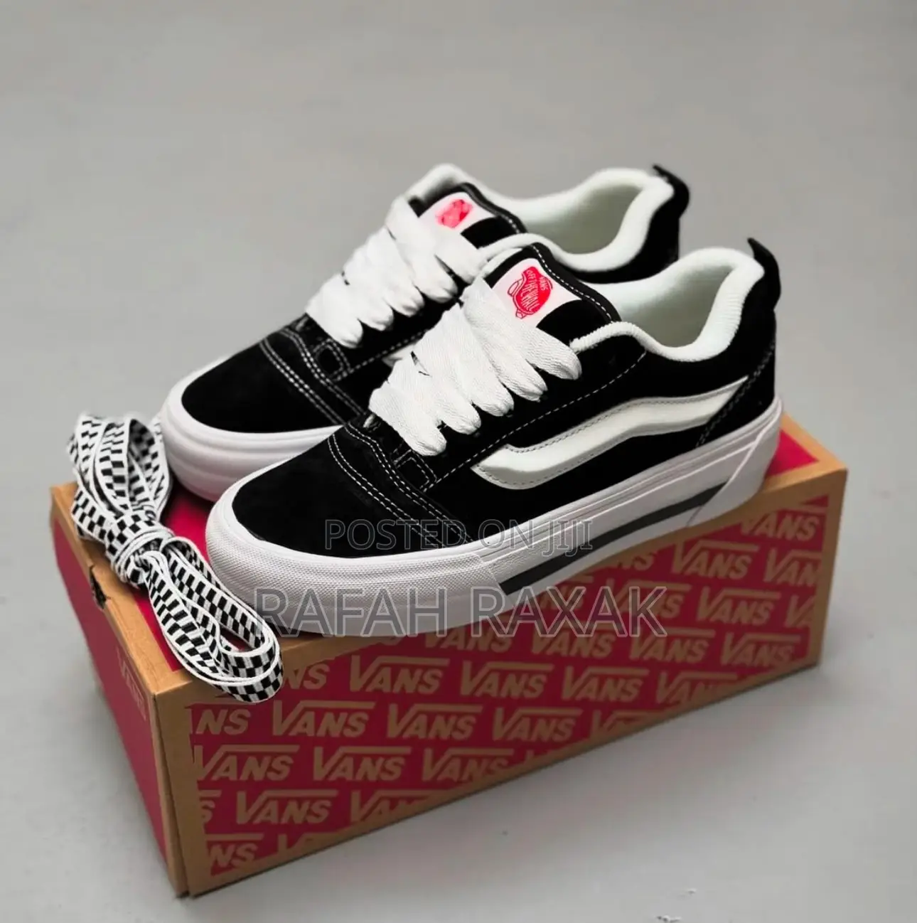 Original Black/White Vans Knu Skool/Stack Double Sole Shoes