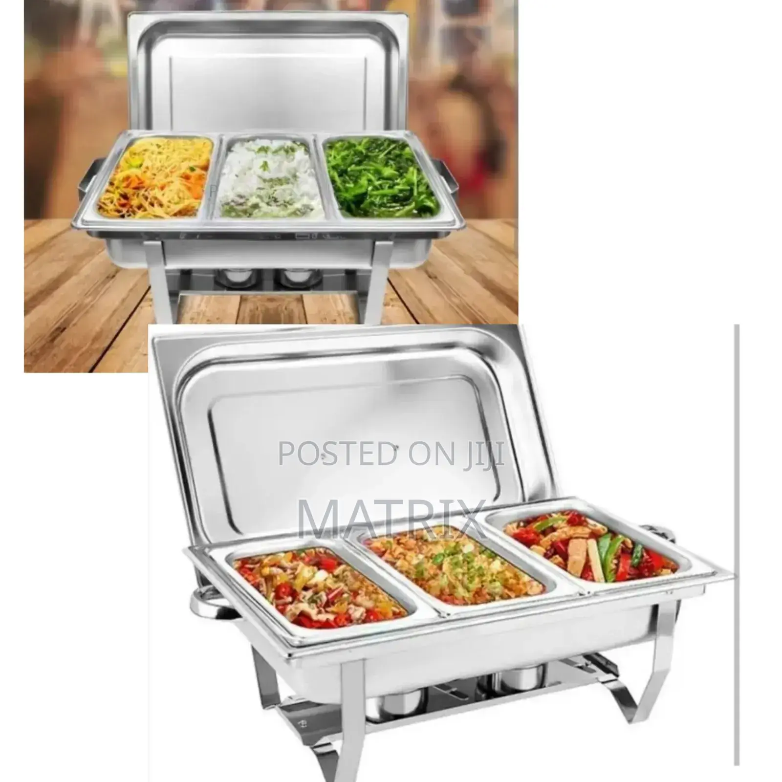 Tripple 3 Chaffing Dishes Food Warmer