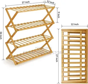Foldable Bamboo Stackable Shoe Rack Multifunctional 4layer