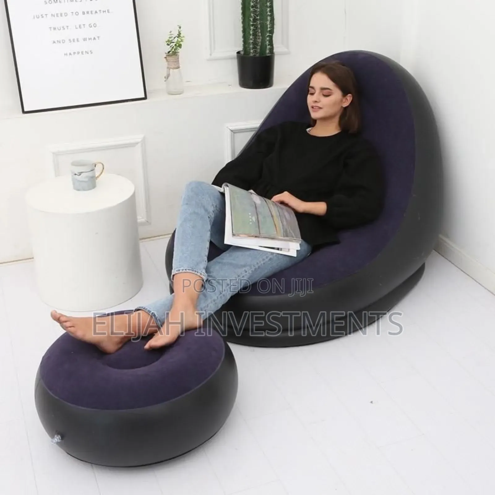 Portable Air Pumped Sofa With Foot Rest and Manual Pump