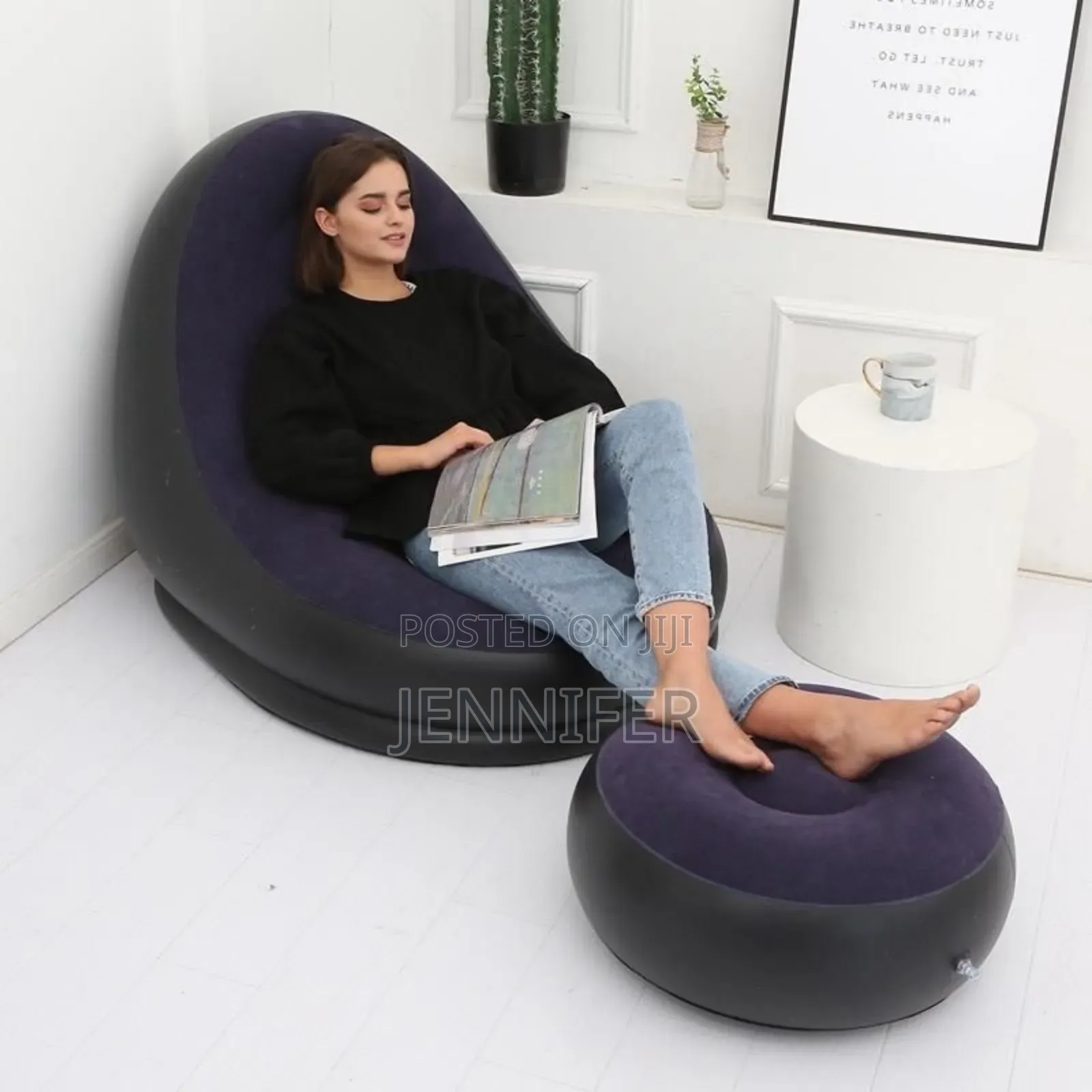 Portable Air Pumped Sofa With Foot Rest and Manual Pump
