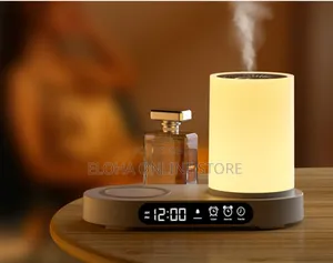 Humidifier Clock and Wireless Charging Wood Desig