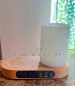 Humidifier Clock and Wireless Charging Wood Desig