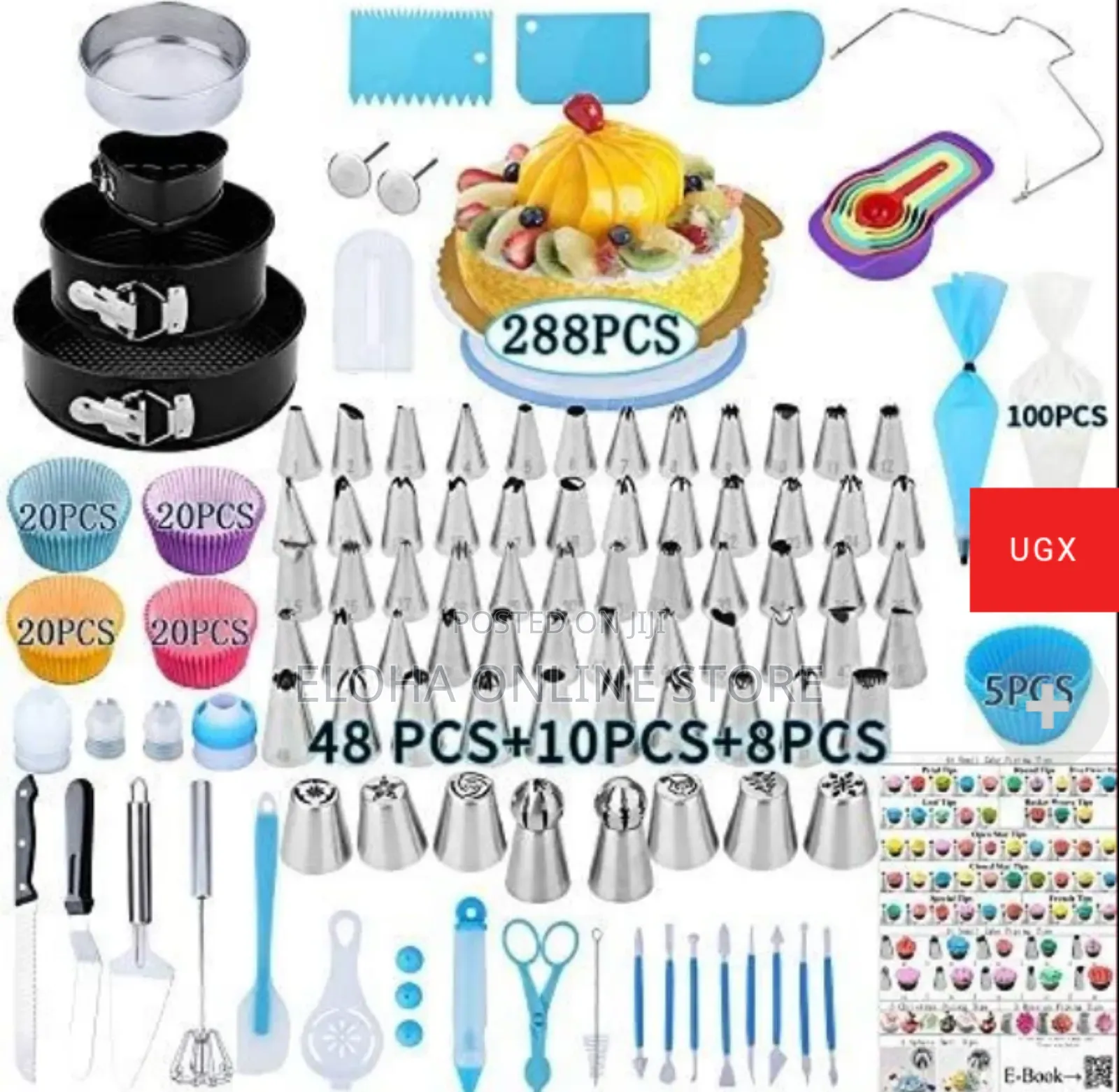 288 Pieces of Cake Baking, Decorating Kit Set, Blu