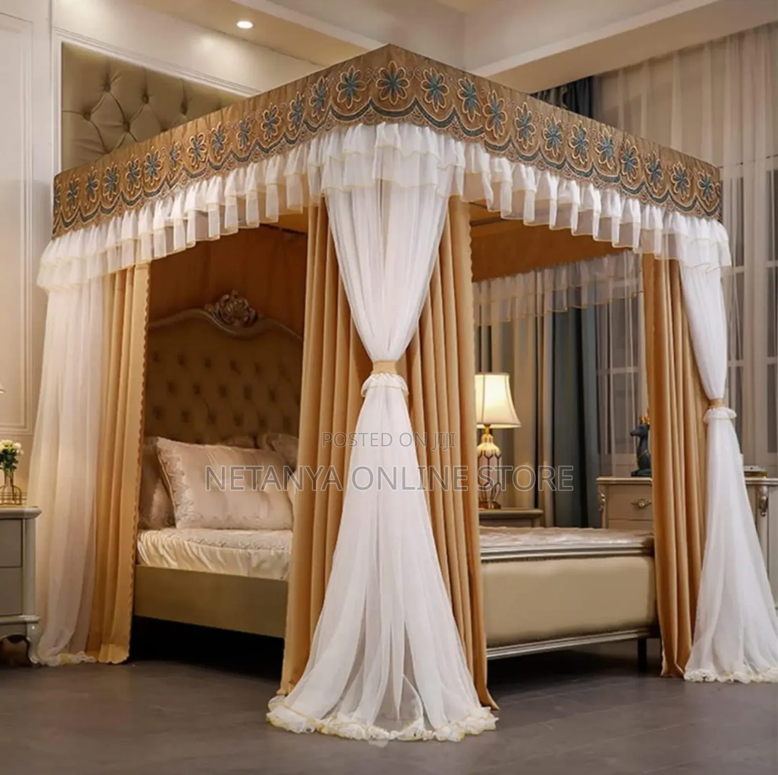 4 Stand Mosquito Net With Curtains