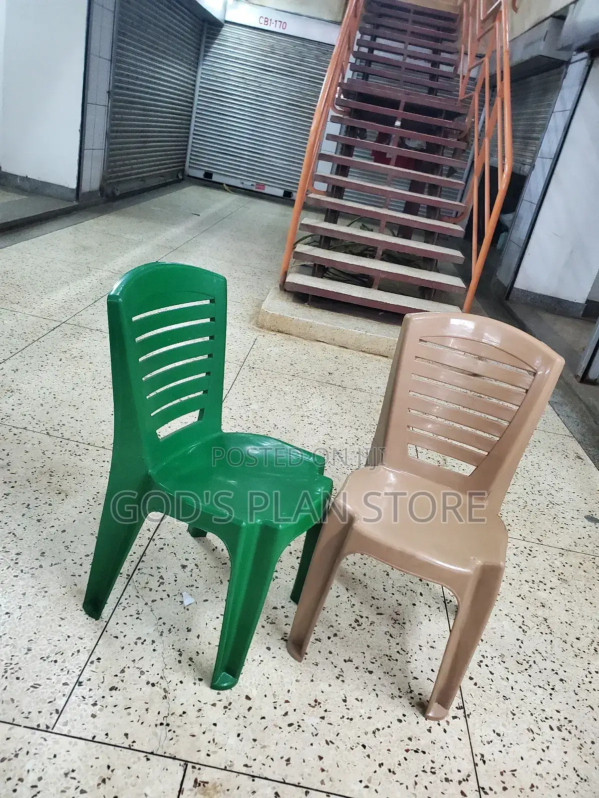 Beige and Green Plastic Chairs Plastic Chairs