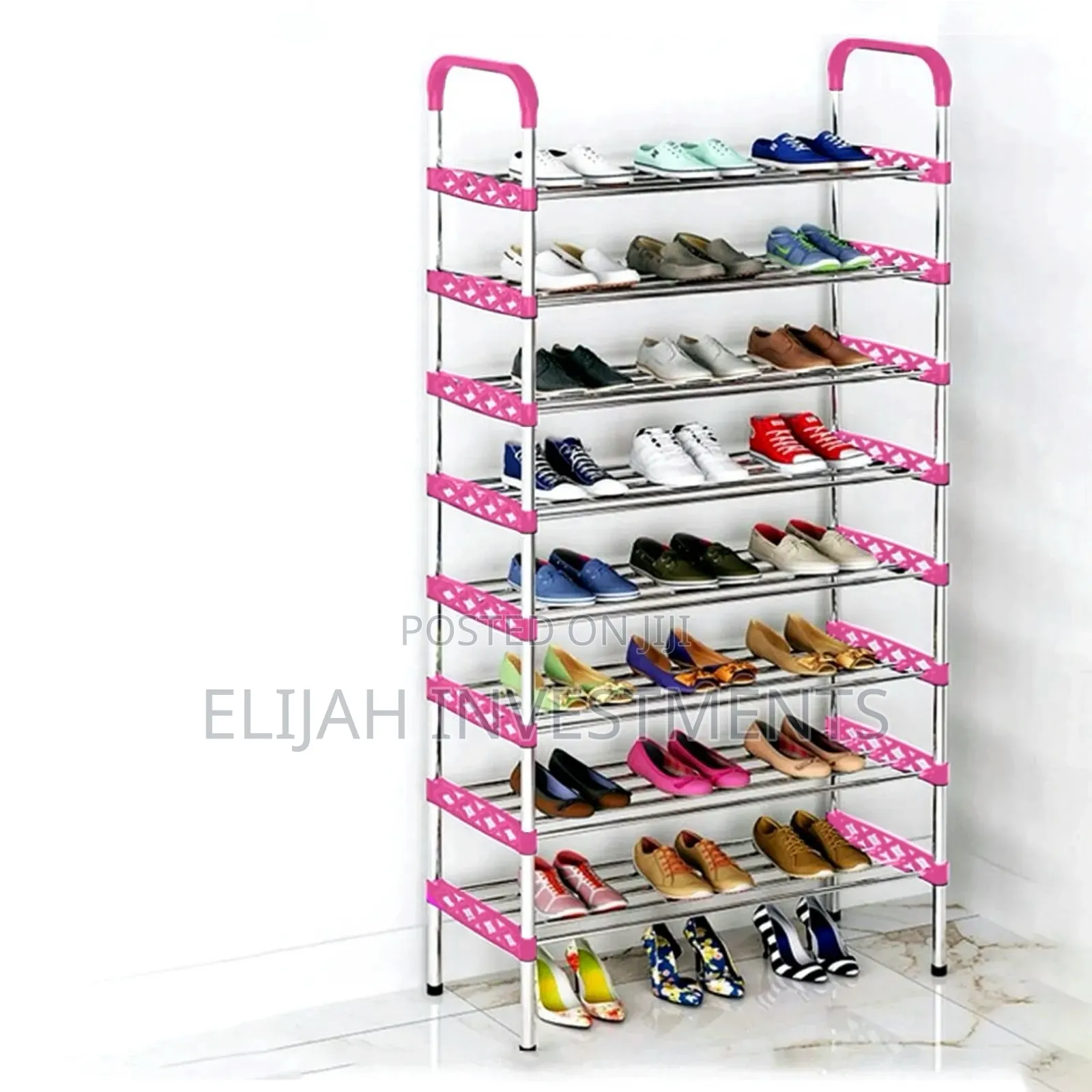 Metallic Shoe Rack 7 Layer Rack Stainless Steel