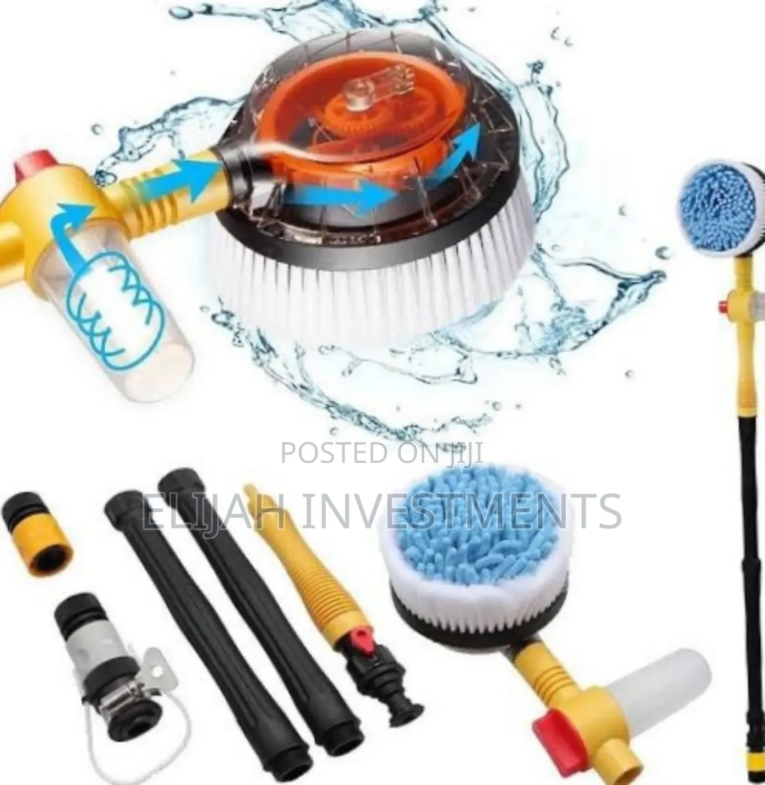 Car Washer Scrabbing With Water Pipe and Soap Dispenser