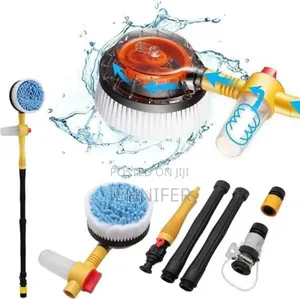 Car Washer Scrabbing With Water Pipe and Soap Dispenser