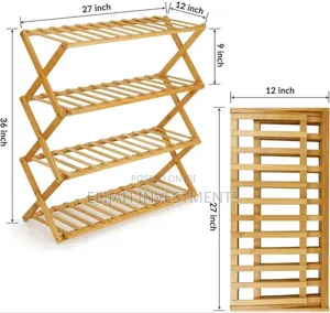 Foldable Bamboo Stackable Shoe Rack Multifunctional 4layer