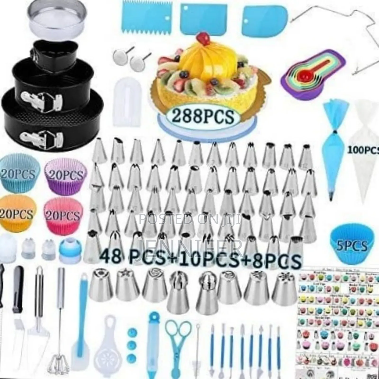 288 Pieces of Cake Baking, Decorating Kit Set, Blu