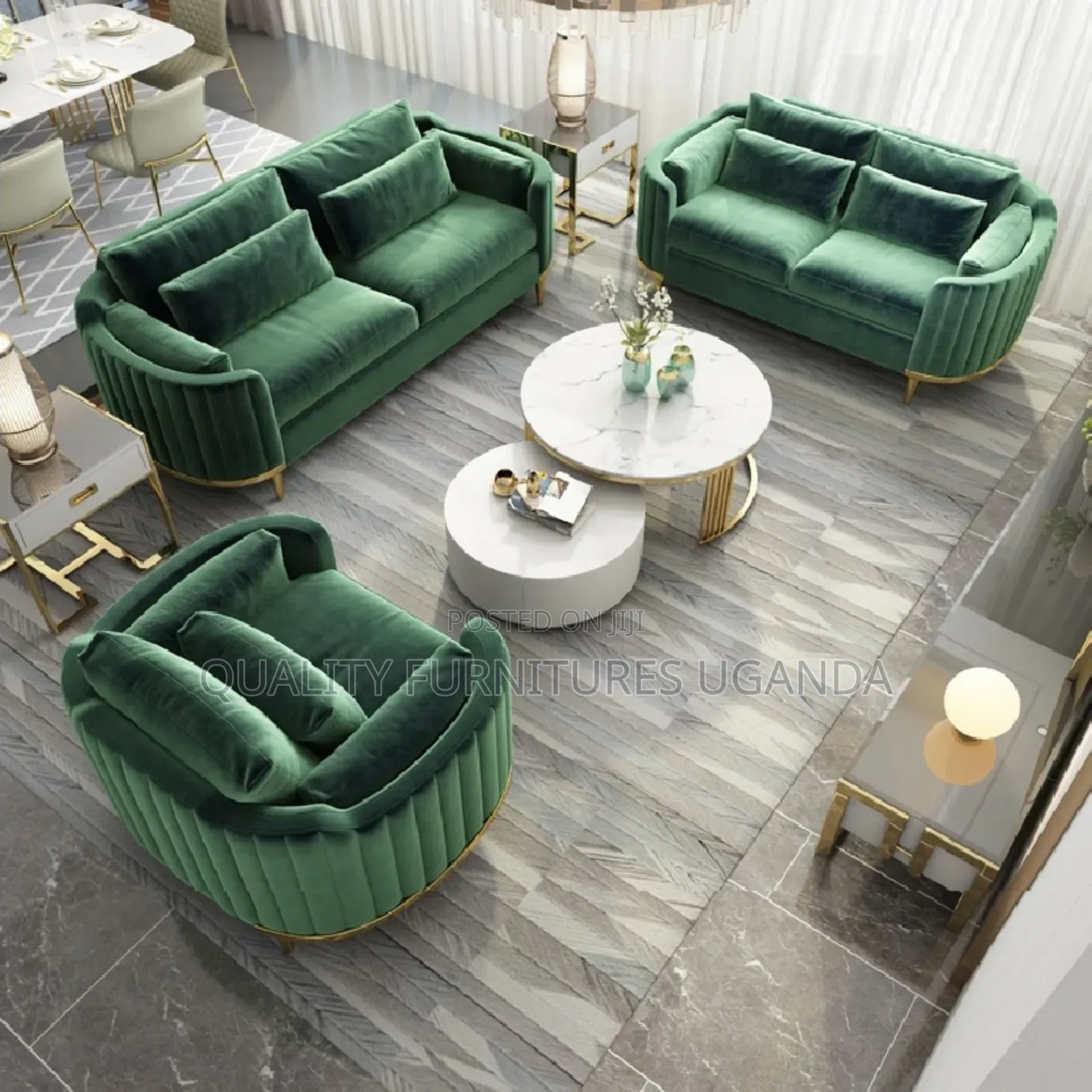 6 Sitter Cream Semi Circled Couches