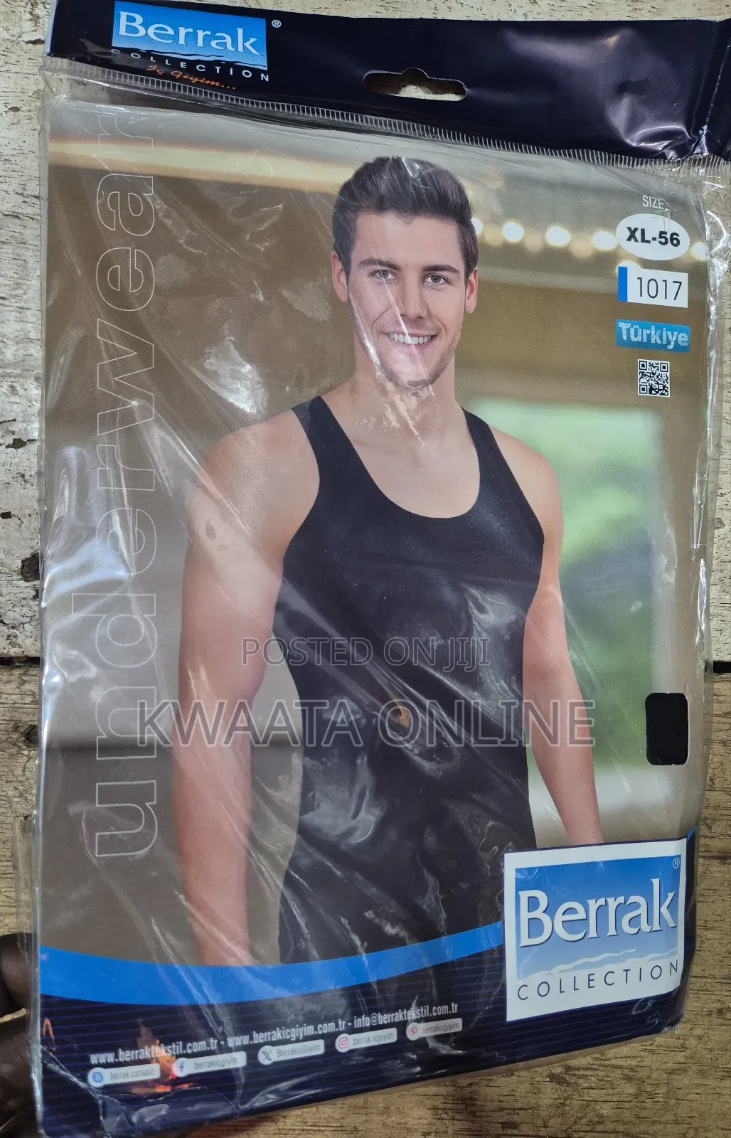 1 Piece Berrak Men's Vest Premium Cotton- Black