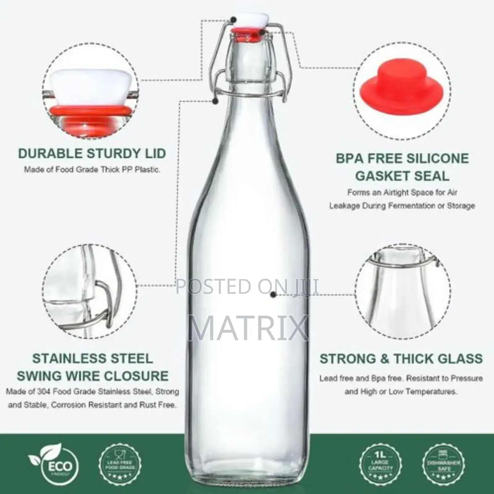 Clear Swing Glass Water Juice Bottle