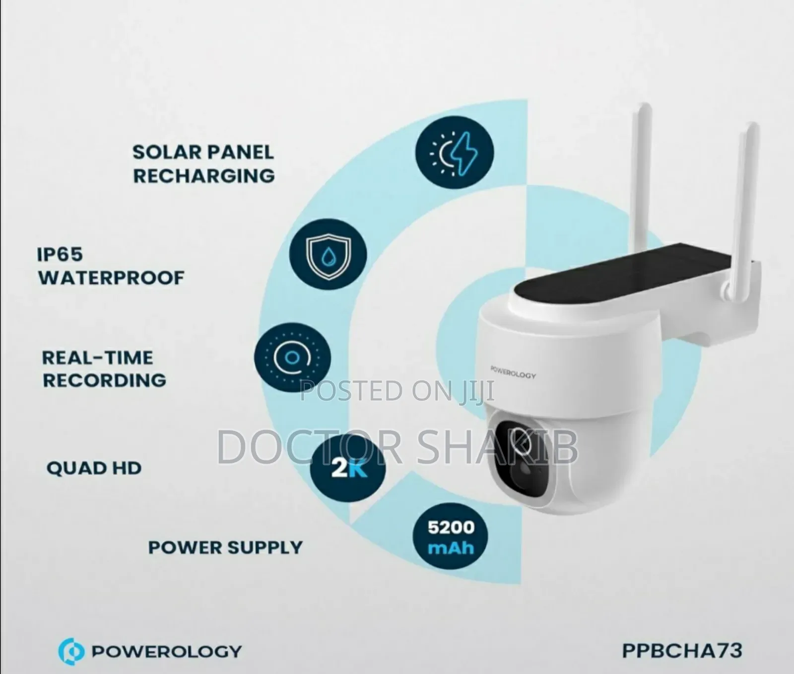 High Performance Powerology Solar Pan Tilt Outdoor Camera