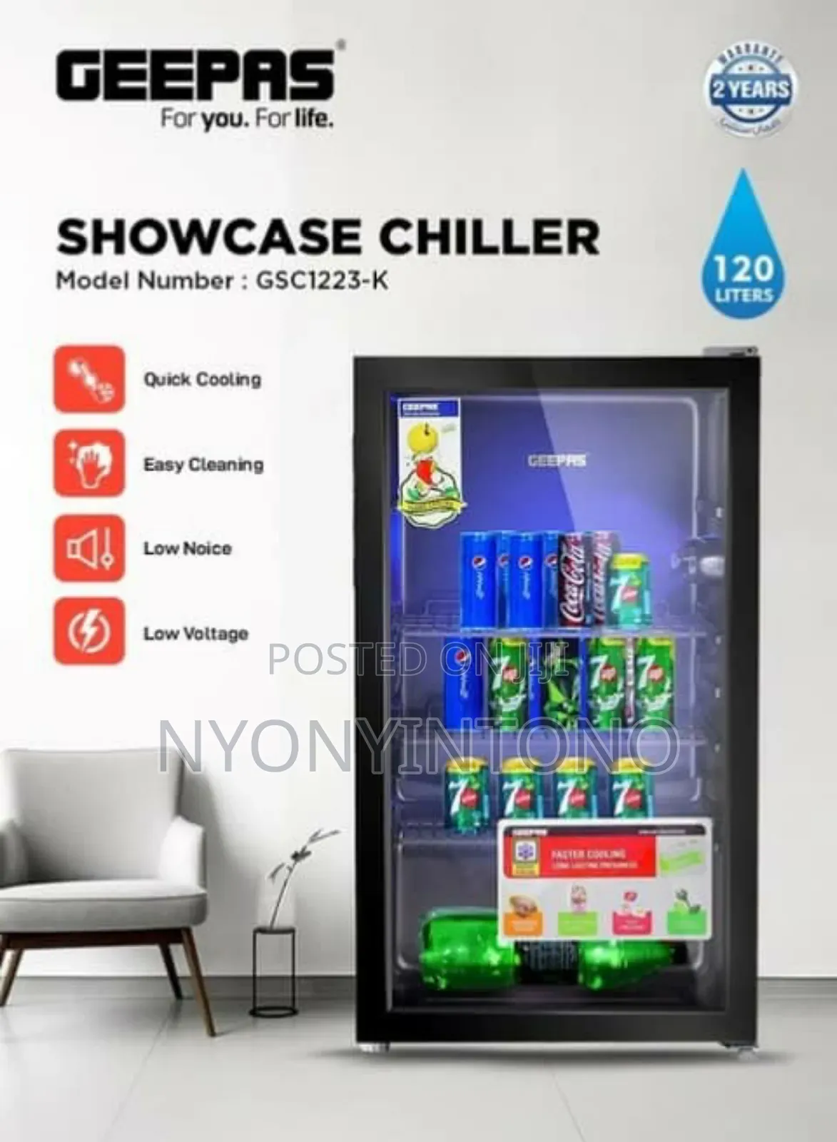 Geepas 120litres Showcase Chiller Gsc 1223