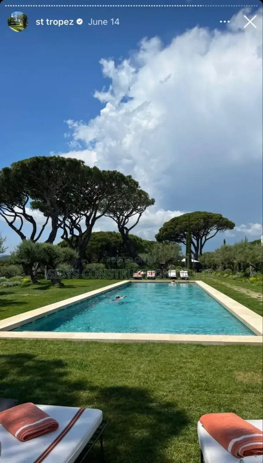 10x20metres Public Swimming Pool
