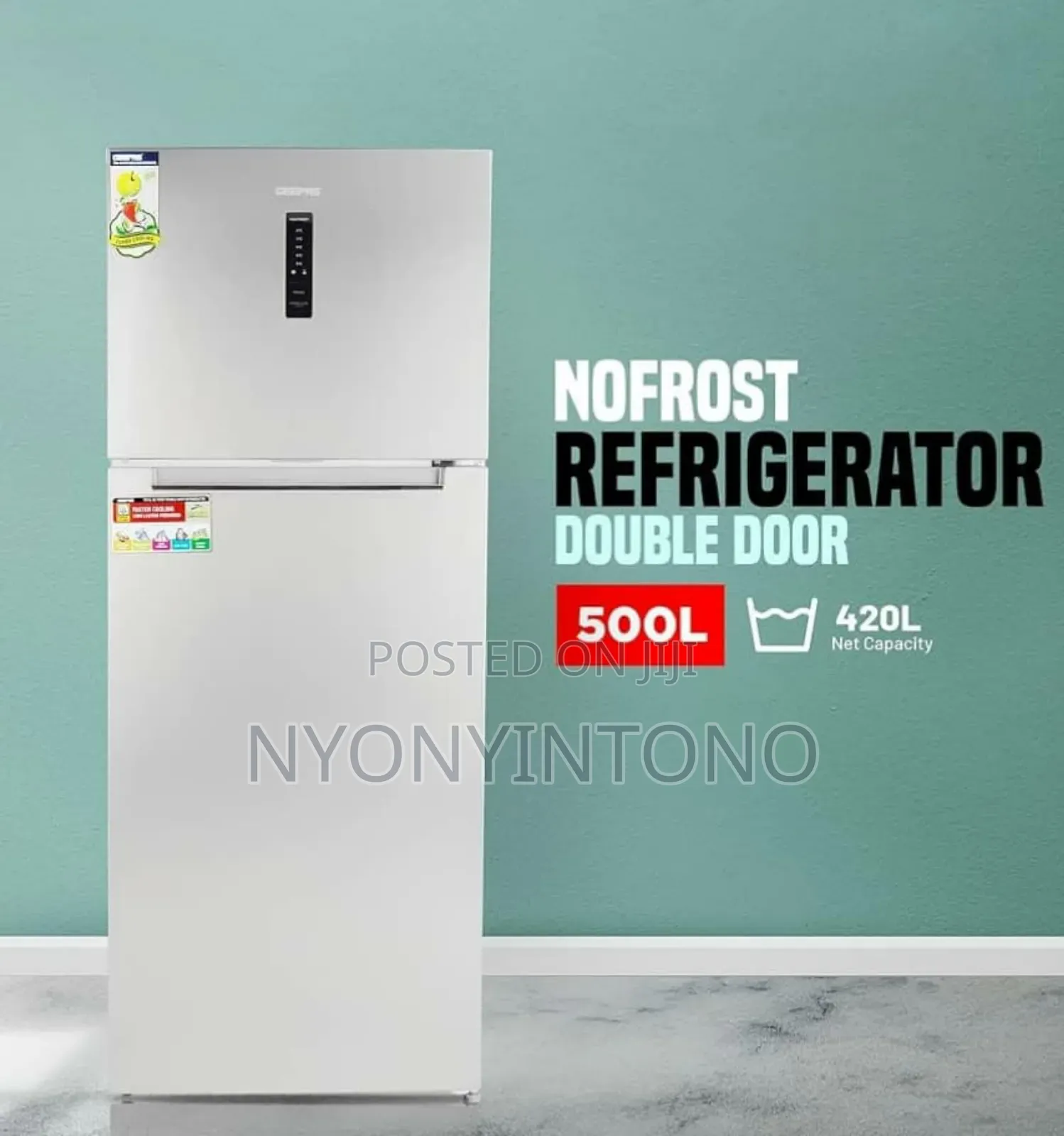 Geepas 500litre Frost Free Double Door Refrigerator GRF 5109