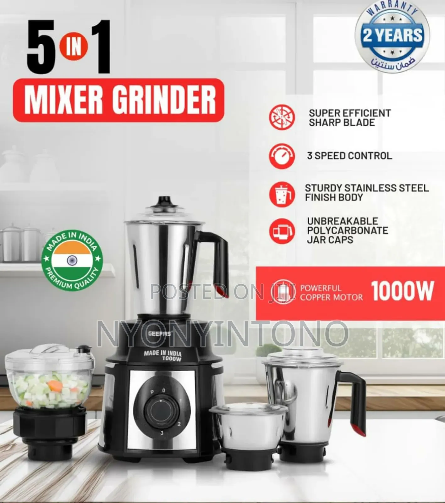 Geepas 5 In1 Multi-Purpose Mixer Grinder