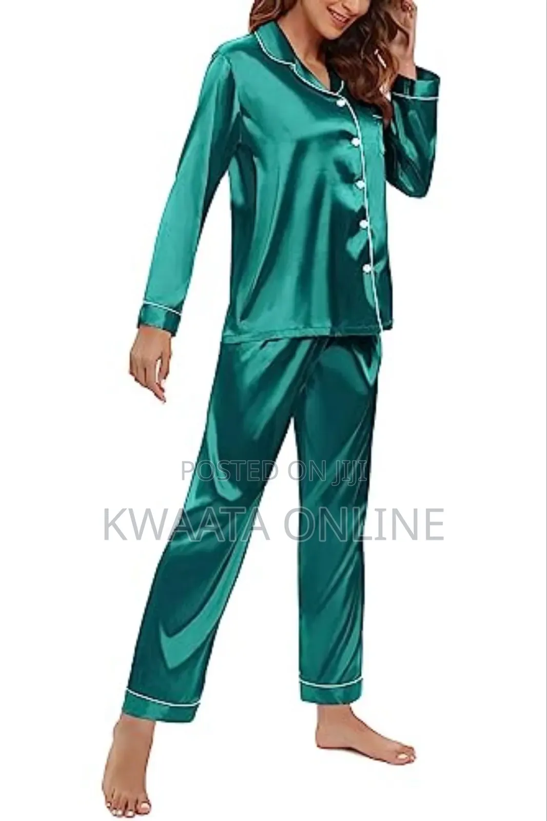 2 Pc Women's Silk Satin Pajamas Set Long Sleeve Sleepwear